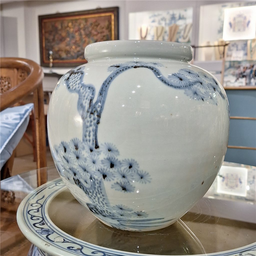 Danny's Fine Porcelain Round Pot Aged Cobalt Blue
