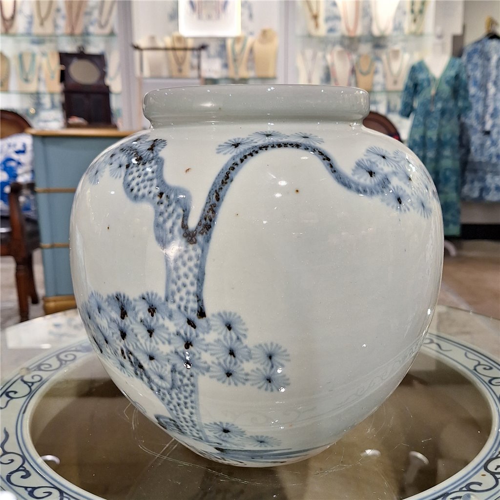 Danny's Fine Porcelain Round Pot Aged Cobalt Blue