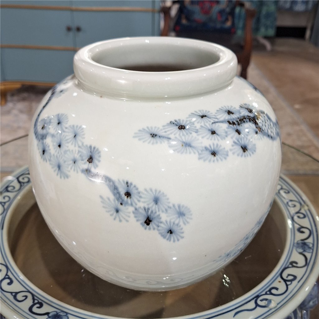 Danny's Fine Porcelain Round Pot Aged Cobalt Blue