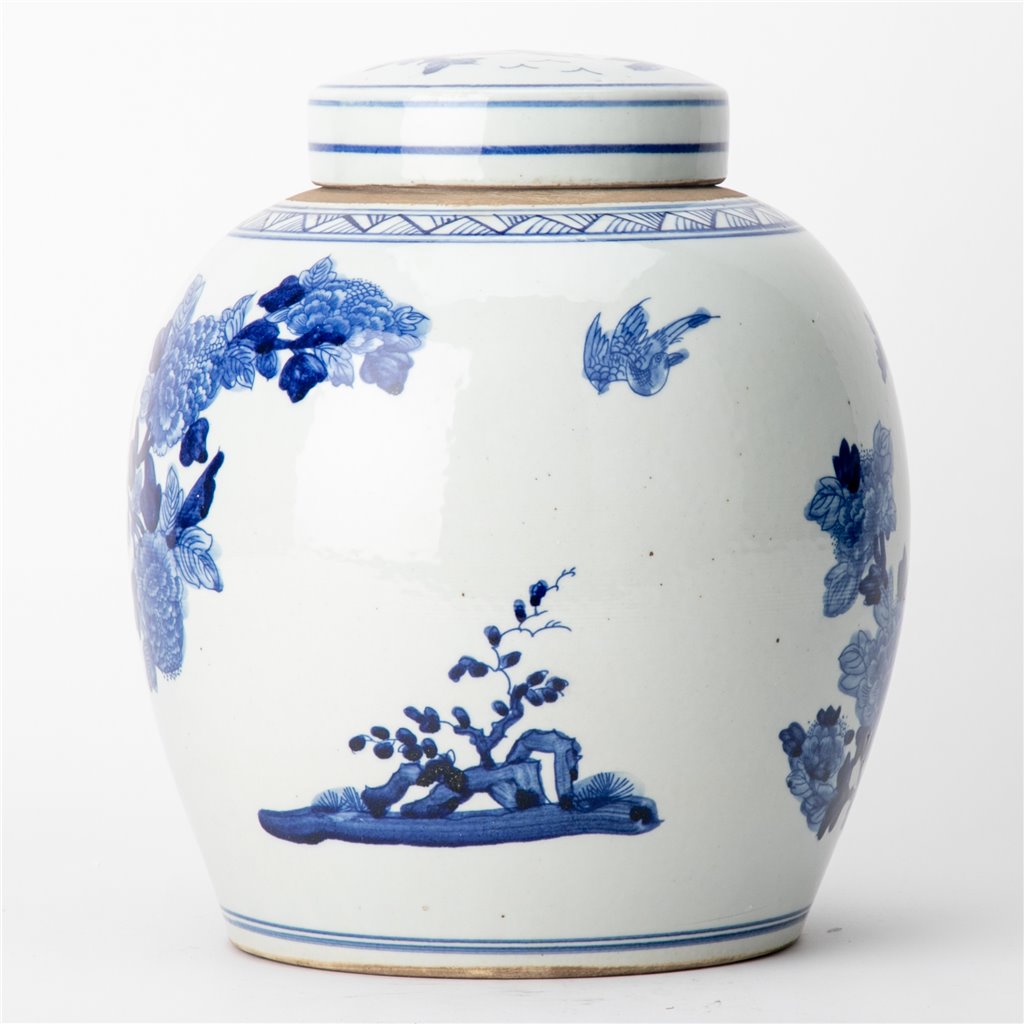 Danny's Fine Porcelain Bulb Lidded Jar Floral & Bird