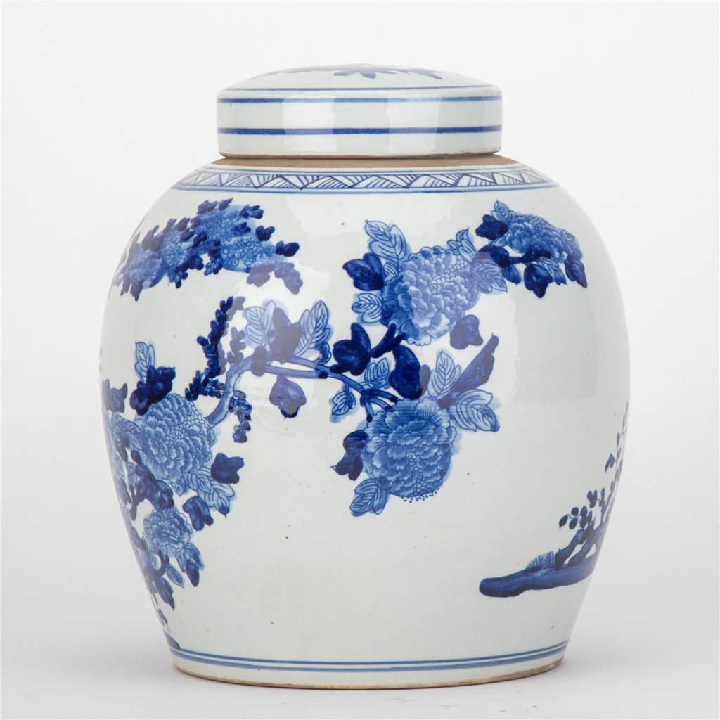 Danny's Fine Porcelain Bulb Lidded Jar Floral & Bird