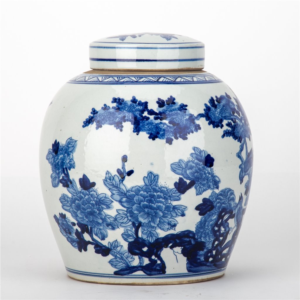 Danny's Fine Porcelain Bulb Lidded Jar Floral & Bird