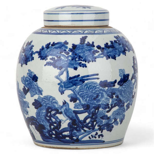 Danny's Fine Porcelain Bulb Lidded Jar Floral & Bird