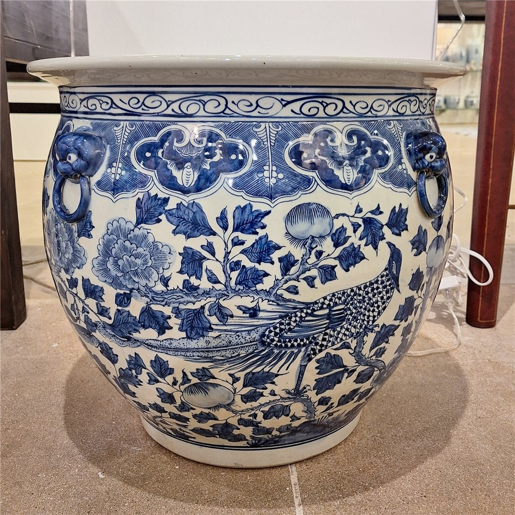 Danny's Fine Porcelain Round Fishbowl Blue & White Bird