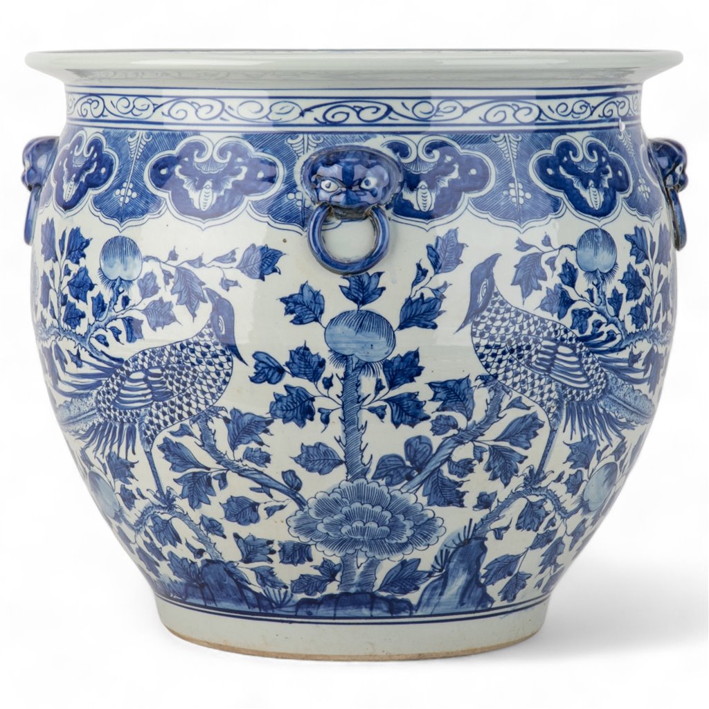 Danny's Fine Porcelain Round Fishbowl Blue & White Bird