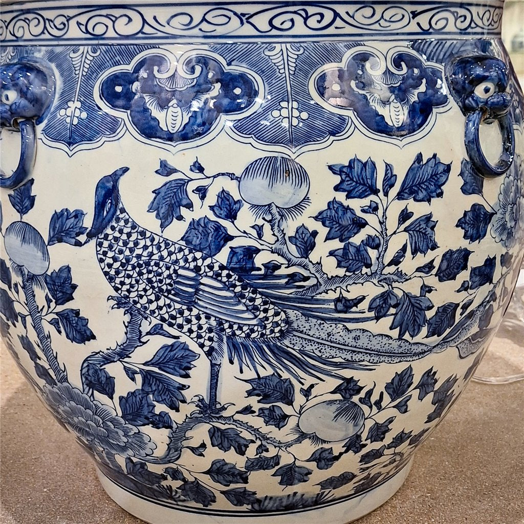 Danny's Fine Porcelain Round Fishbowl Blue & White Bird