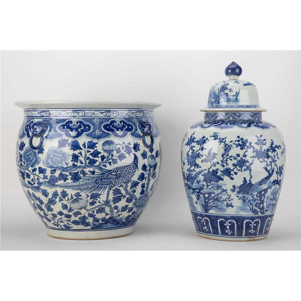 Danny's Fine Porcelain Round Fishbowl Blue & White Bird