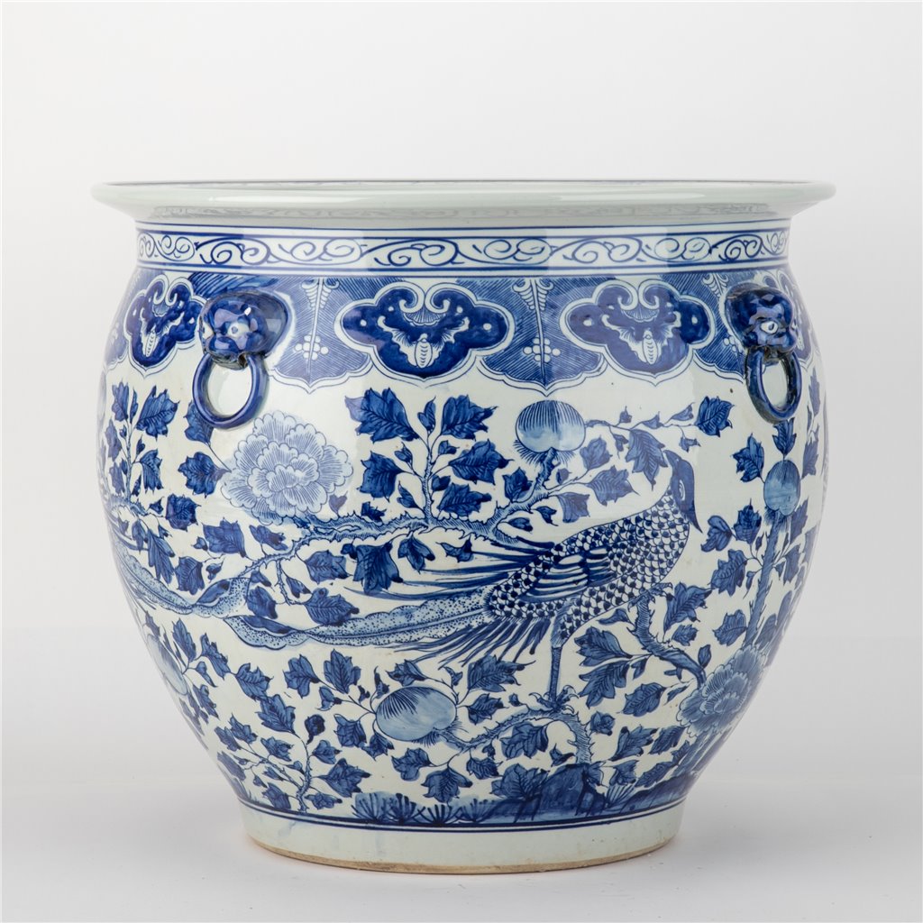 Danny's Fine Porcelain Round Fishbowl Blue & White Bird