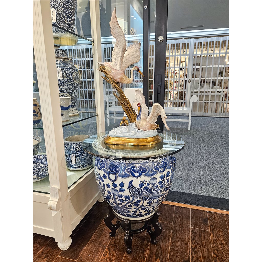 Danny's Fine Porcelain Round Fishbowl Blue & White Bird