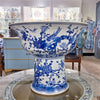 Danny's Fine Porcelain Pedestal Stand Round Basin Blue & White Bird