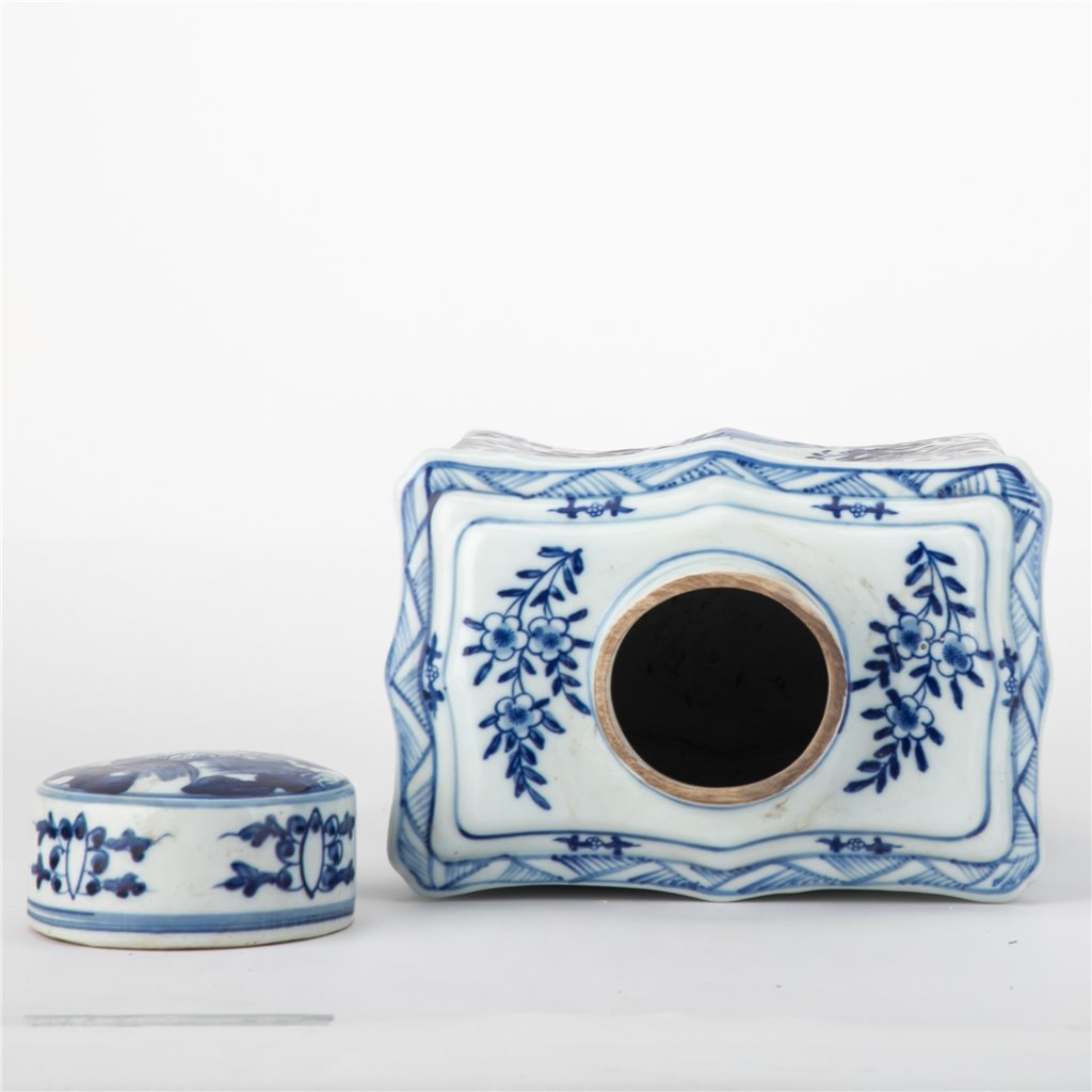 Danny's Fine Porcelain Rectangular Lidded Tea Jar Floral & Bird