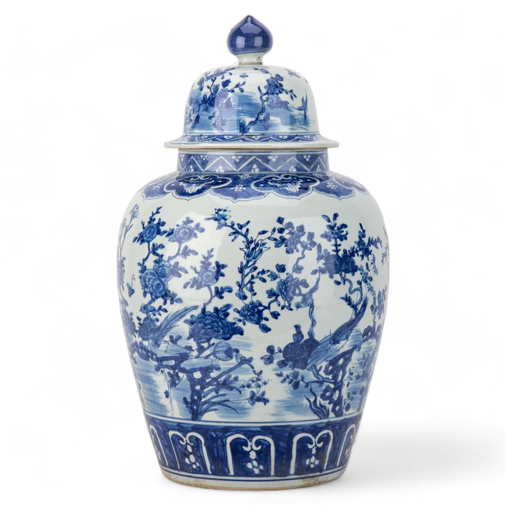 Danny's Fine Porcelain Lidded Large Round Jar Floral & Bird