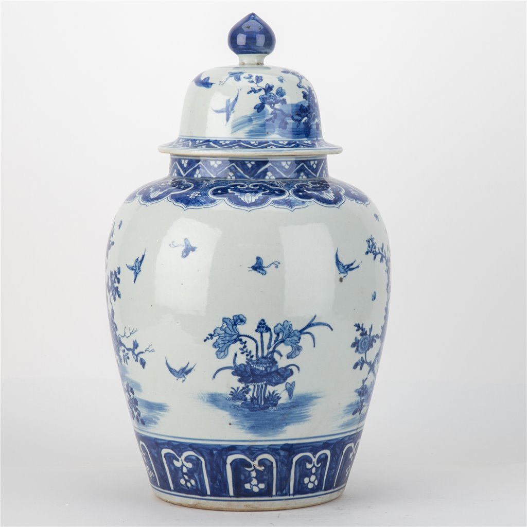 Danny's Fine Porcelain Lidded Large Round Jar Floral & Bird