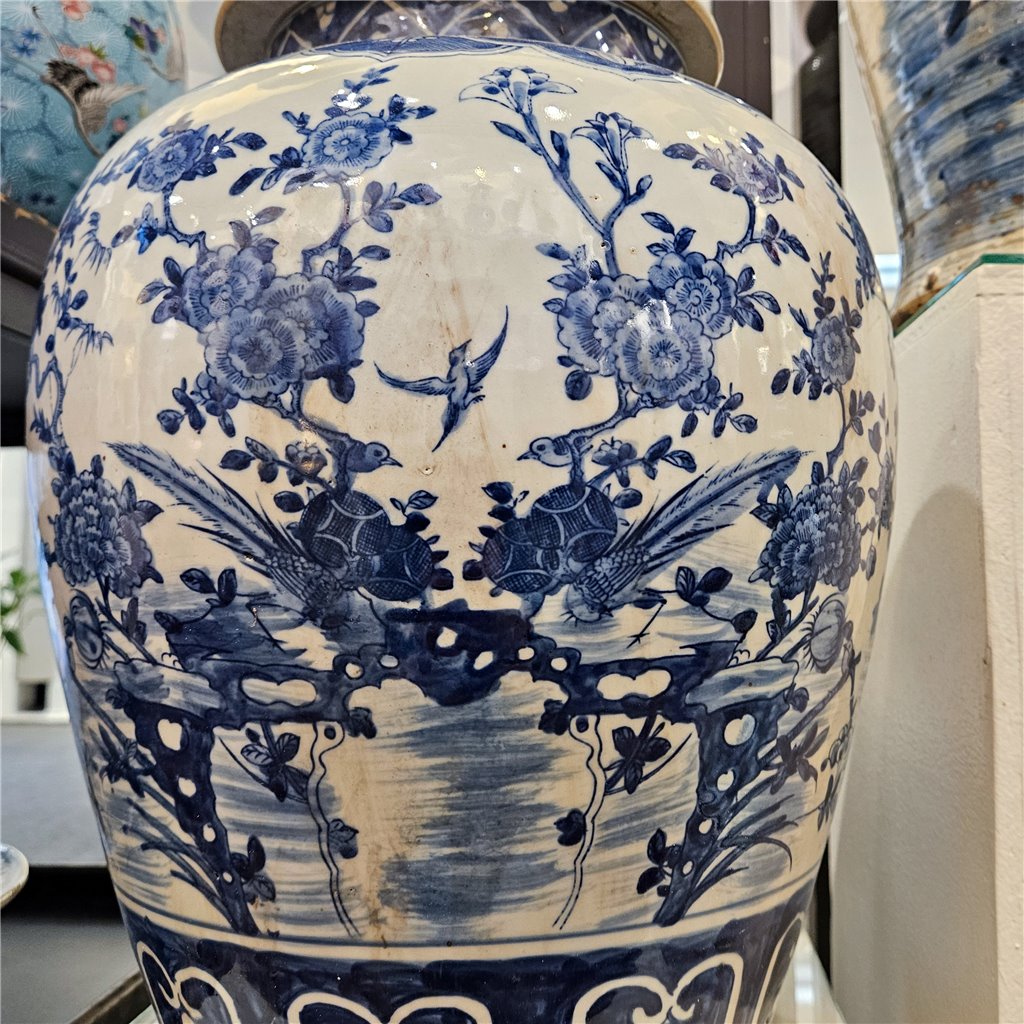 Danny's Fine Porcelain Lidded Large Round Jar Floral & Bird