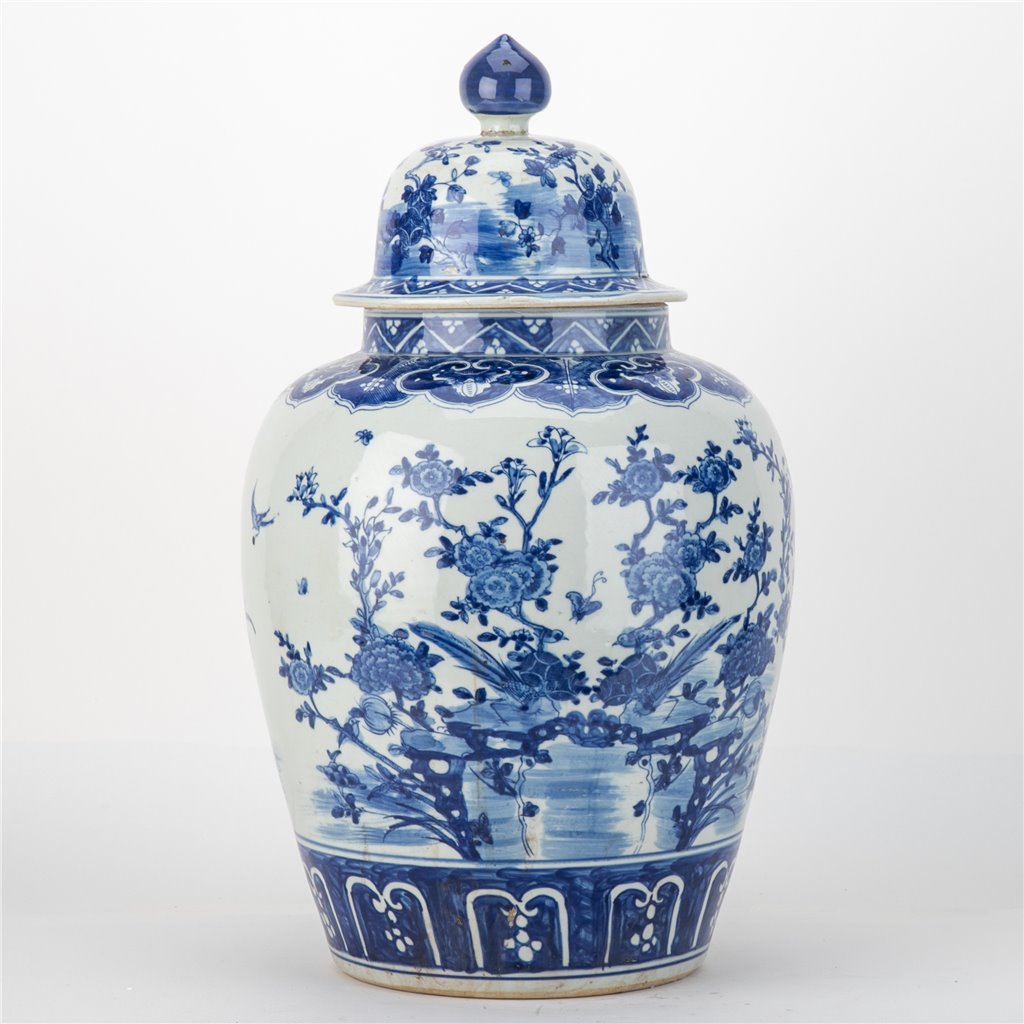 Danny's Fine Porcelain Lidded Large Round Jar Floral & Bird