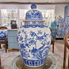 Danny's Fine Porcelain Lidded Large Round Jar Floral & Bird