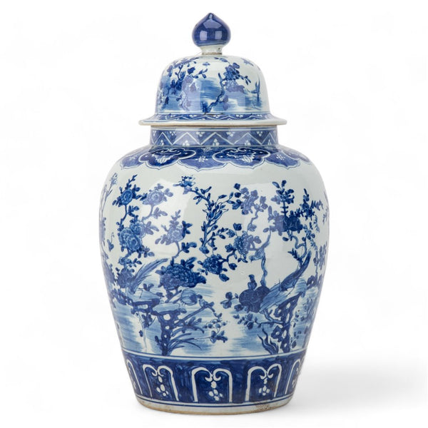 Danny's Fine Porcelain Lidded Large Round Jar Floral & Bird