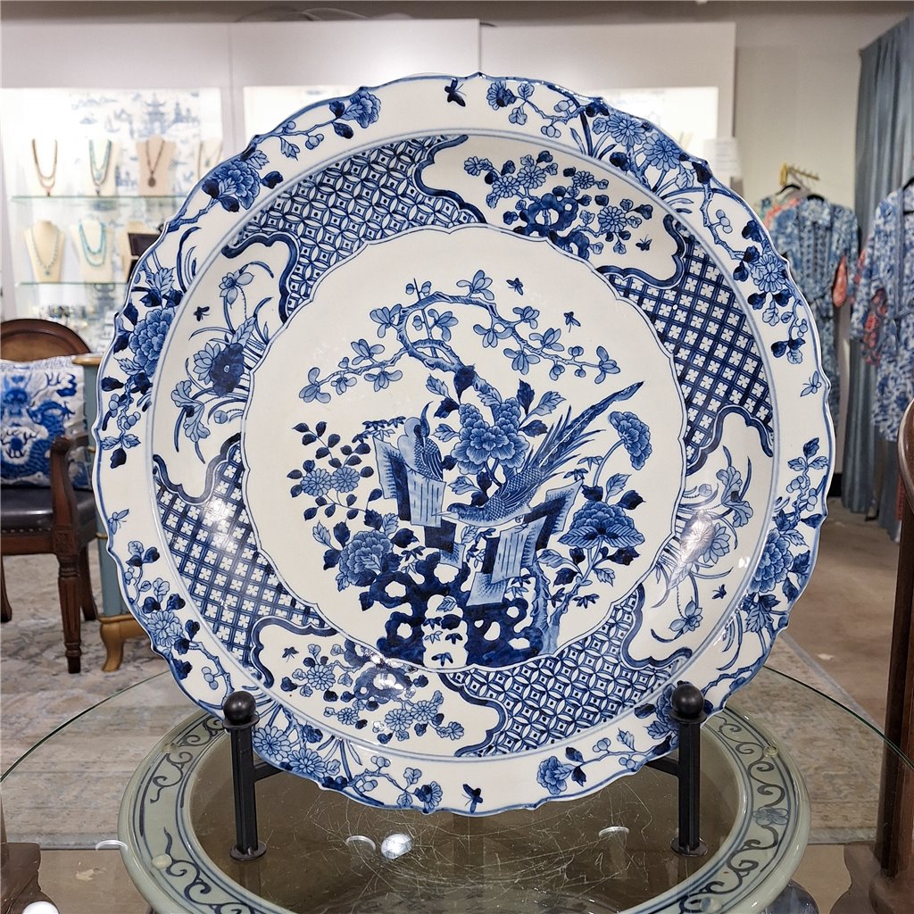 Danny's Fine Porcelain Round Platter Blue & White Floral