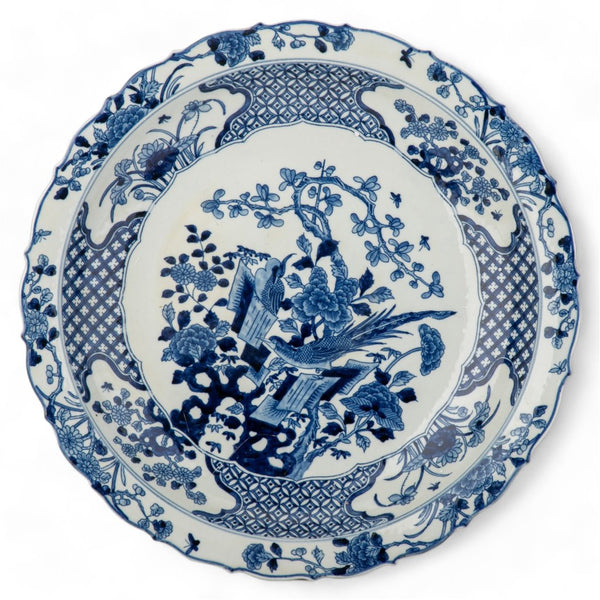 Danny's Fine Porcelain Round Platter Blue & White Floral