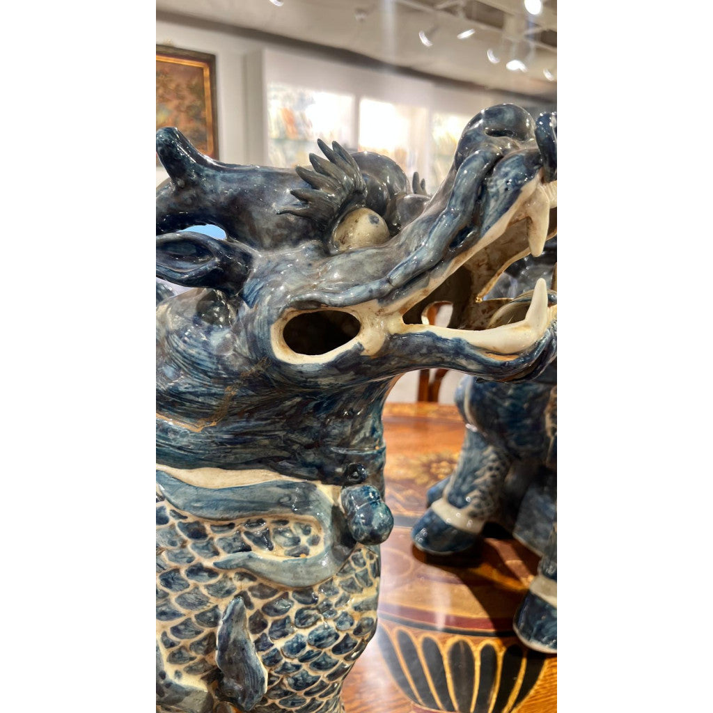 Danny's Fine Porcelain Pair of Lucky Kirin Figurine 14l X 14w X 20h