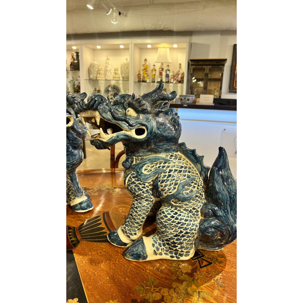 Danny's Fine Porcelain Pair of Lucky Kirin Figurine 14l X 14w X 20h