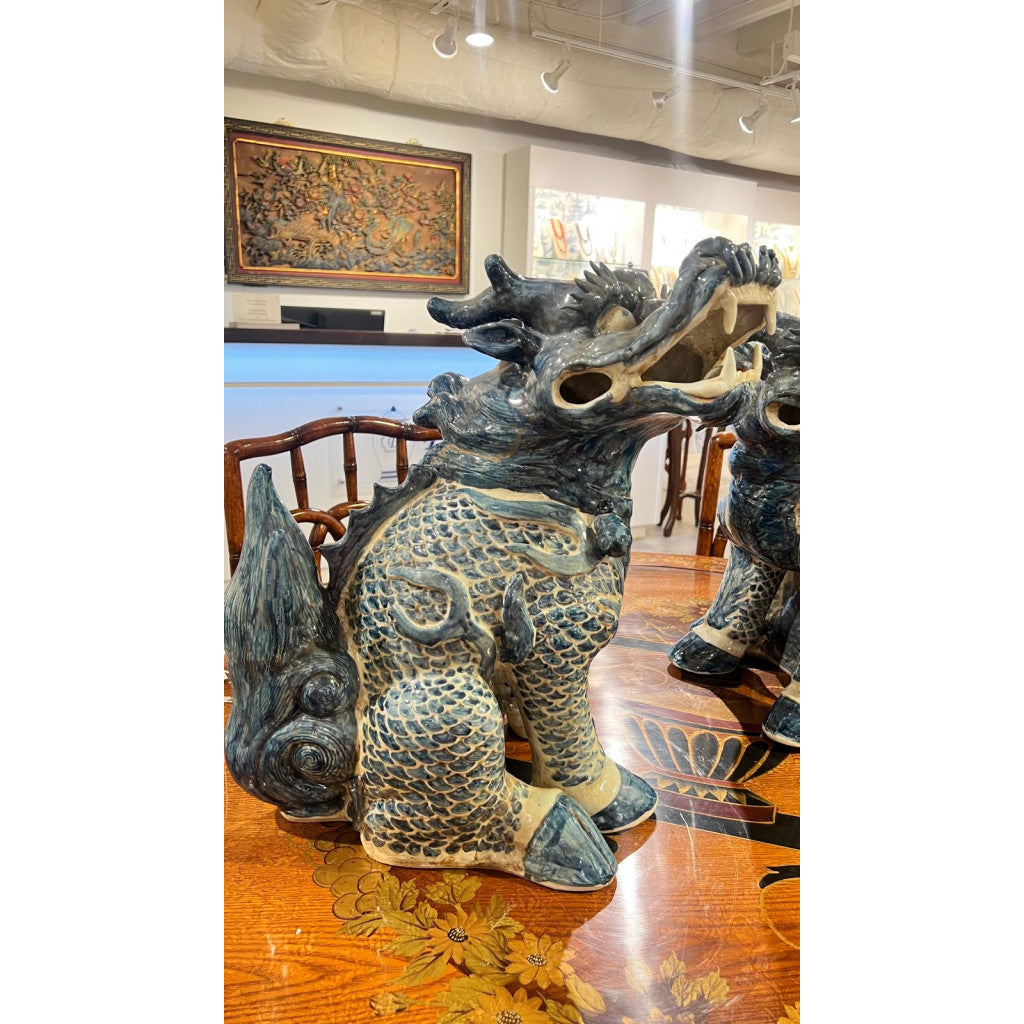 Danny's Fine Porcelain Pair of Lucky Kirin Figurine 14l X 14w X 20h
