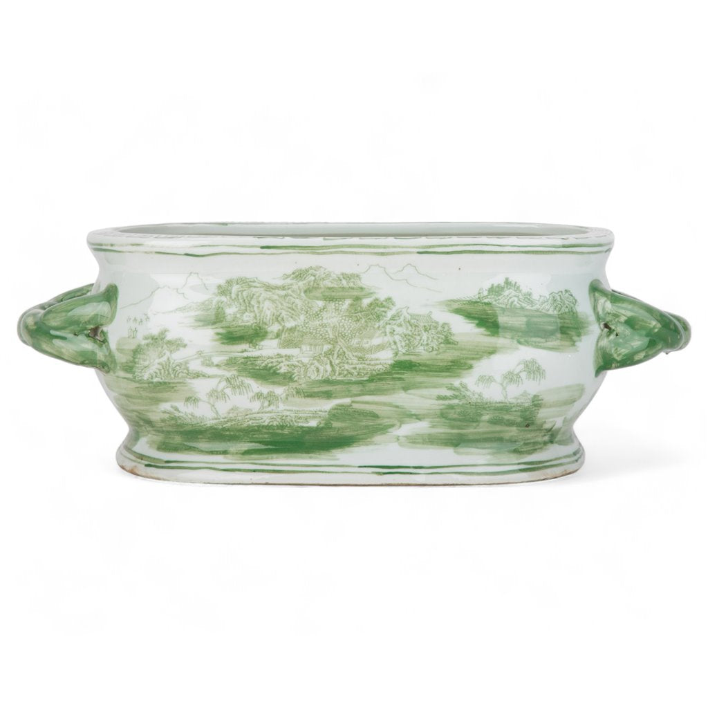 Danny's Fine Porcelain Green Oval Basin – Landscape Motif