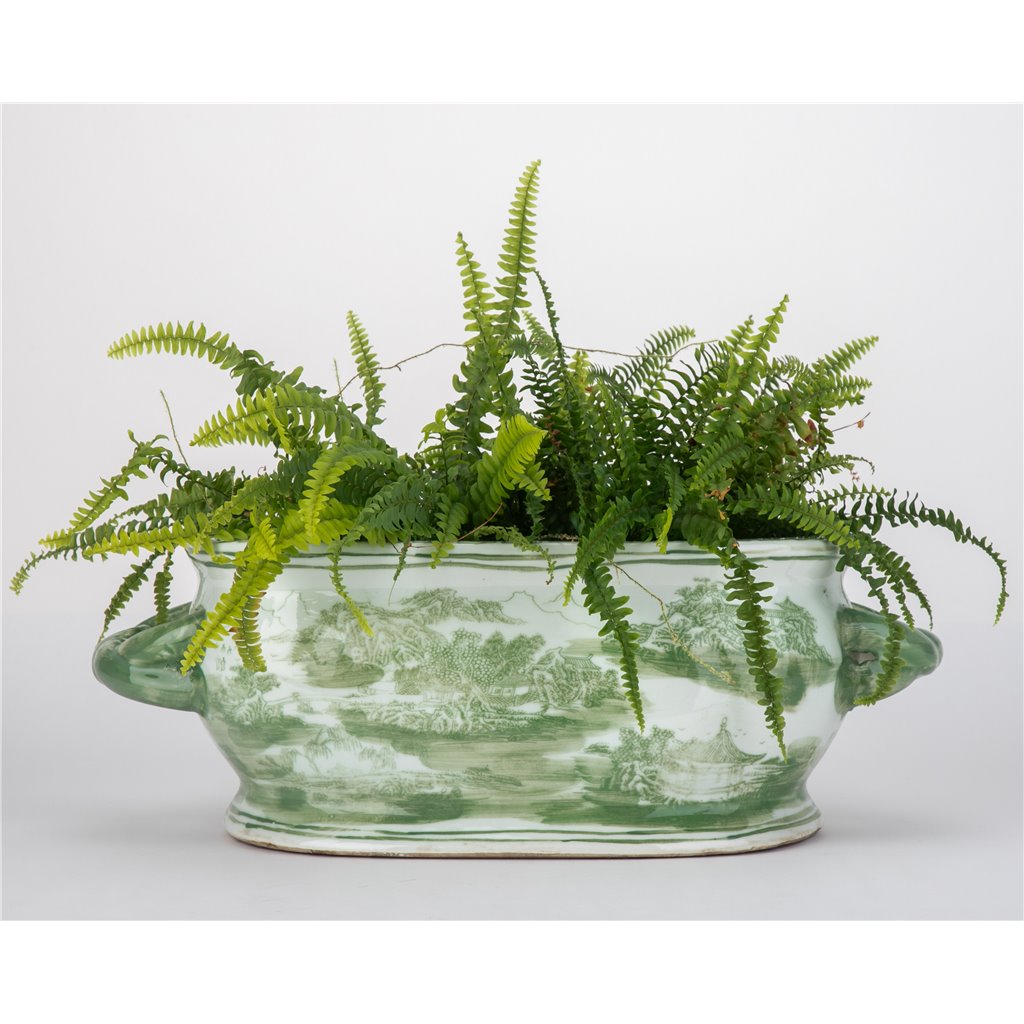 Danny's Fine Porcelain Green Oval Basin – Landscape Motif