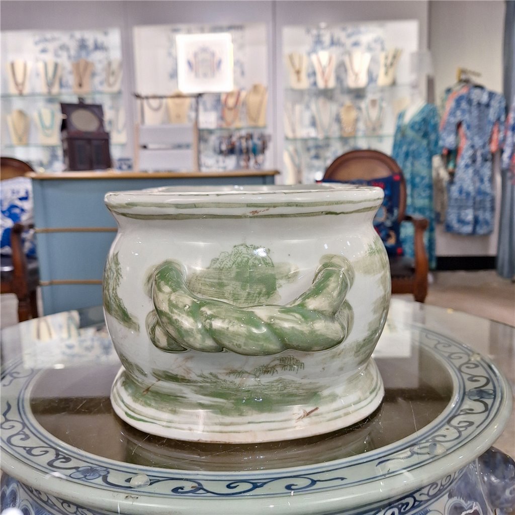 Danny's Fine Porcelain Green Oval Basin – Landscape Motif