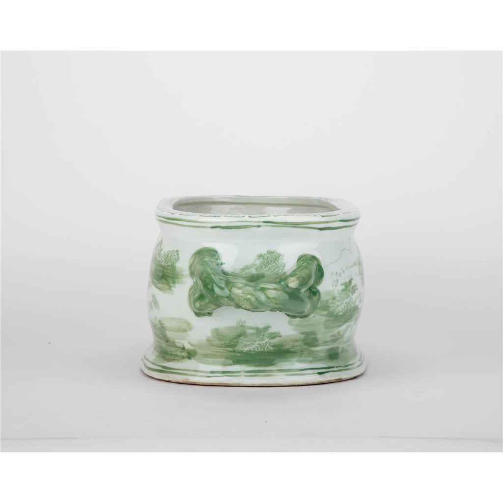 Danny's Fine Porcelain Green Oval Basin – Landscape Motif