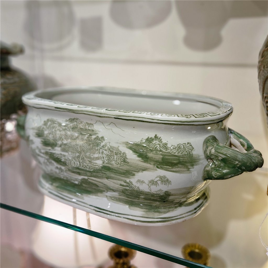 Danny's Fine Porcelain Green Oval Basin – Landscape Motif