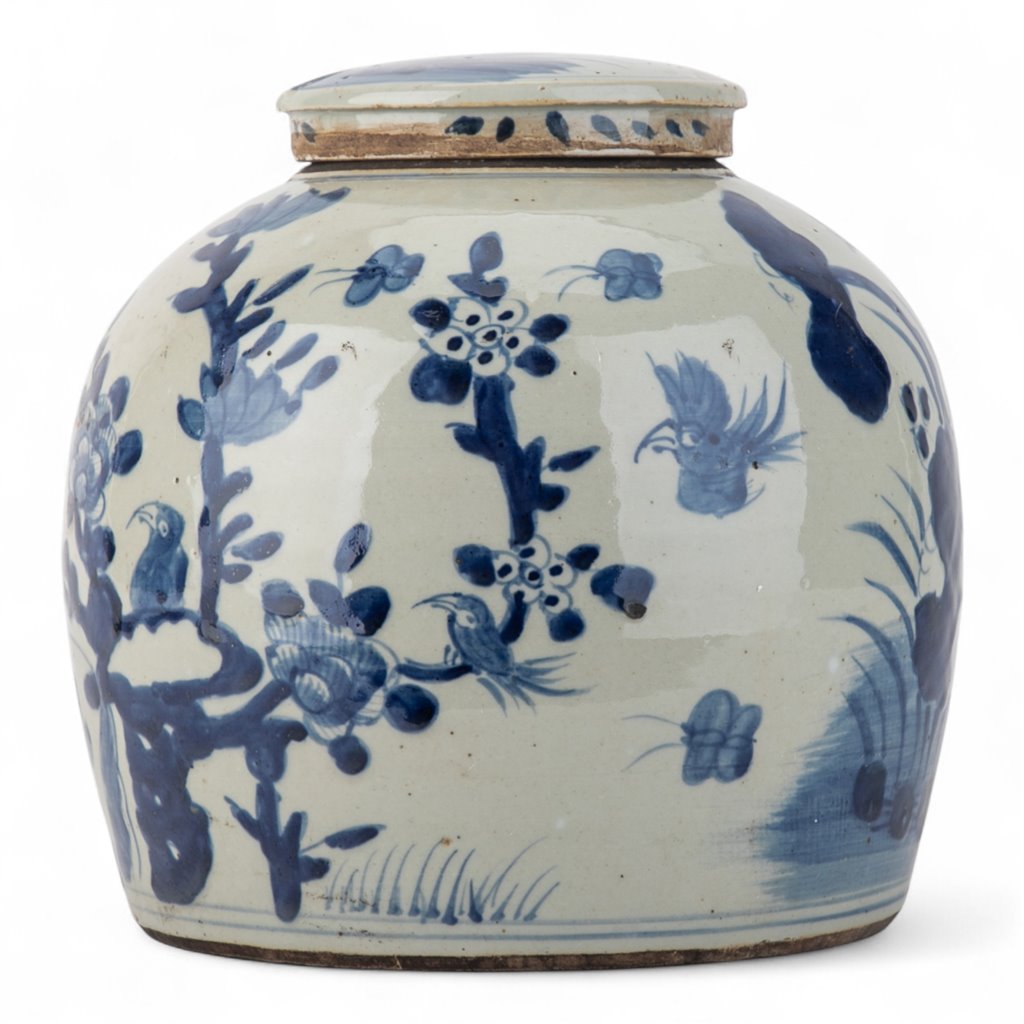 Danny's Fine Porcelain Blue & White Lidded Jar Traditional Chinese Landscape Scene