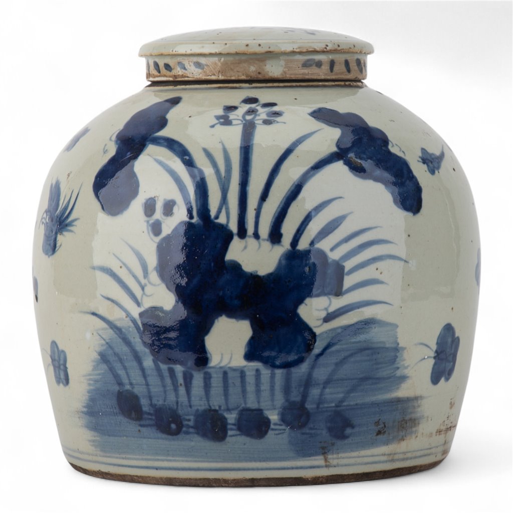 Danny's Fine Porcelain Blue & White Lidded Jar Traditional Chinese Landscape Scene