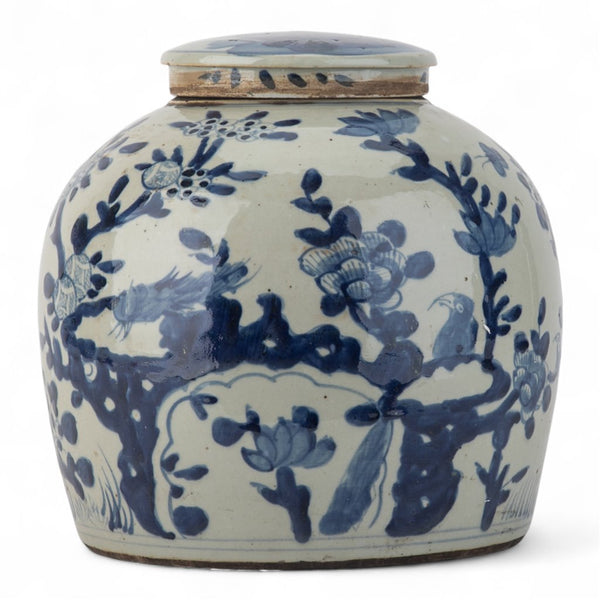 Danny's Fine Porcelain Blue & White Lidded Jar Traditional Chinese Landscape Scene