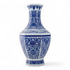Danny's Fine Porcelain Hexagonal Vase with Intricate Blue & White Filigree Pattern. Elegant