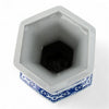 Danny's Fine Porcelain Hexagonal Vase with Intricate Blue & White Filigree Pattern. Elegant