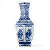 Danny's Fine Porcelain Hexagonal Vase Featuring Classic Blue & White Panels of Birds