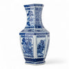 Danny's Fine Porcelain Hexagonal Vase Featuring Classic Blue & White Panels of Birds