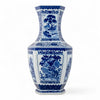 Danny's Fine Porcelain Hexagonal Vase Featuring Classic Blue & White Panels of Birds