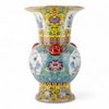 Danny's Fine Porcelain Flaring Vase with Vibrant Blue and Yellow Floral Pattern