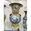 Danny's Fine Porcelain Flaring Vase with Vibrant Blue and Yellow Floral Pattern