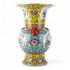 Danny's Fine Porcelain Flaring Vase with Vibrant Blue and Yellow Floral Pattern