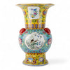 Danny's Fine Porcelain Flaring Vase with Vibrant Blue and Yellow Floral Pattern