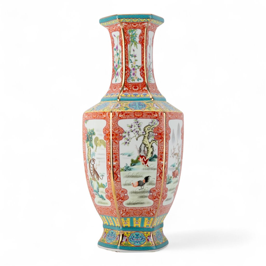 Danny's Fine Porcelain Hexagonal Vase – Landscape Motif