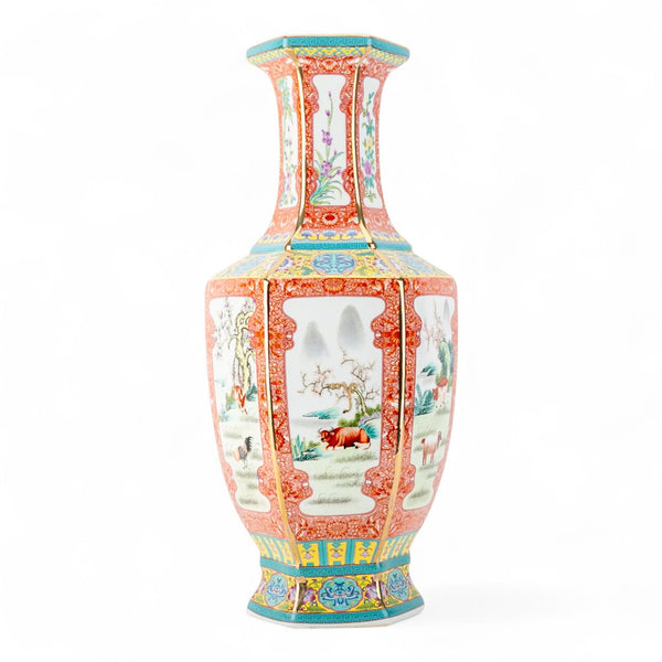 Danny's Fine Porcelain Hexagonal Vase – Landscape Motif