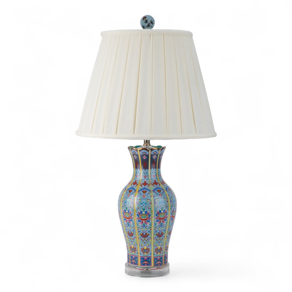 Danny's Fine Porcelain Red Porcelain Lamp – Floral Motif