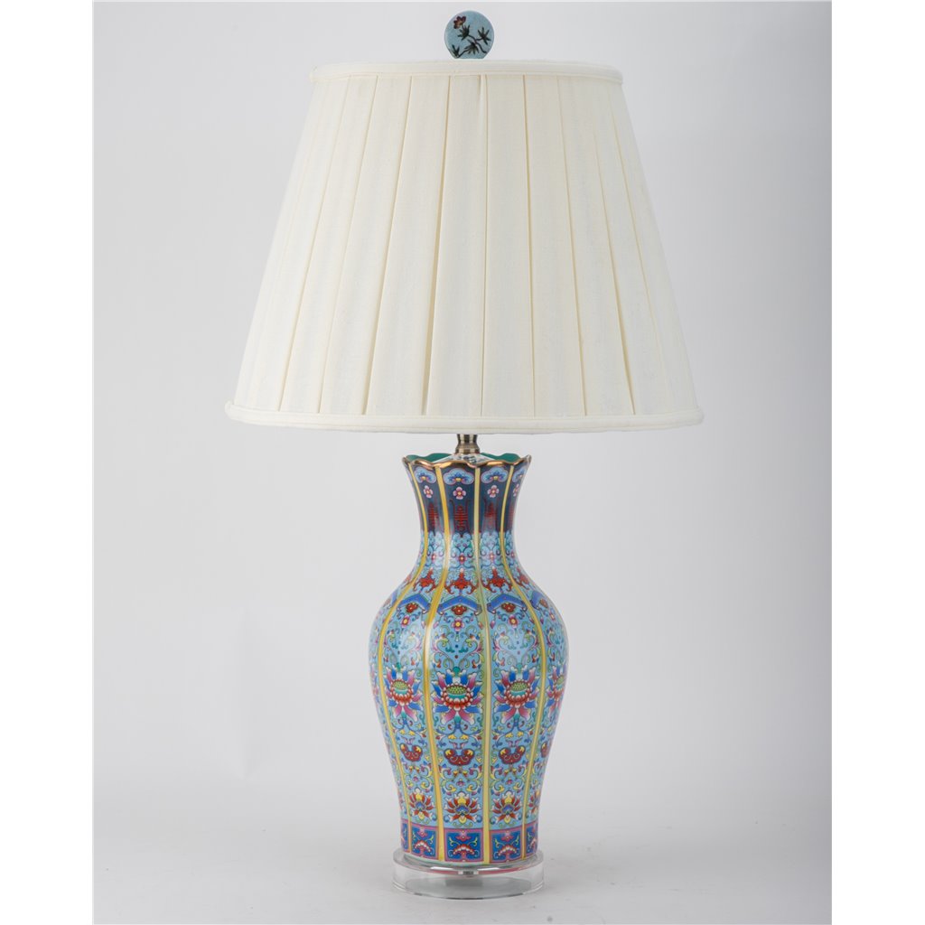 Danny's Fine Porcelain Red Porcelain Lamp – Floral Motif
