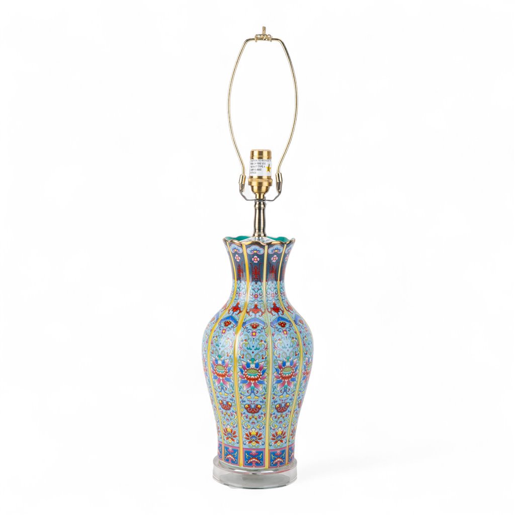 Danny's Fine Porcelain Red Porcelain Lamp – Floral Motif