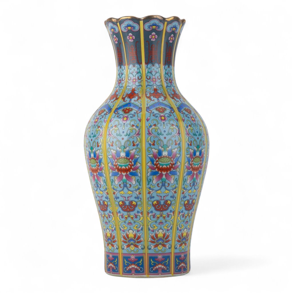 Danny's Fine Porcelain Red Vase – Floral Motif