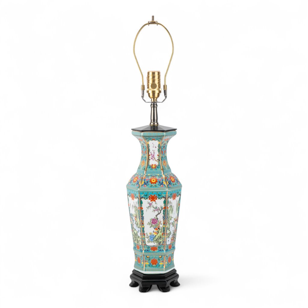 Danny's Fine Porcelain Porcelain Lamp – Bird & Floral & Landscape Motif